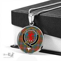 Scottish Wilson Ancient Clan Tartan Circle Necklace - Crest Classic Scottish Plaid Tartan Plaid