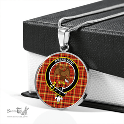 Scottish Munro Culloden Ancient Clan Tartan Circle Necklace - Crest Classic Scottish Plaid Tartan Plaid