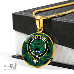 Scottish MacArthur 1815 Modern Clan Tartan Circle Necklace - Crest Classic Scottish Plaid Tartan Plaid