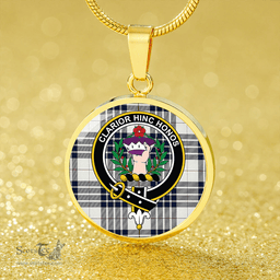 Scottish Buchanan Dress Dance Blue Clan Tartan Circle Necklace - Crest Classic Scottish Plaid Tartan Plaid