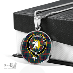 Scottish Stewart of Appin Hunting Modern Clan Tartan Circle Necklace - Crest Classic Scottish Plaid Tartan Plaid