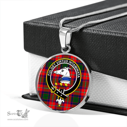 Scottish Belshes Clan Tartan Circle Necklace - Crest Classic Scottish Plaid Tartan Plaid