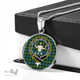 Scottish Murray of Atholl (Murray) Ancient Clan Tartan Circle Necklace - Crest Classic Scottish Plaid Tartan Plaid