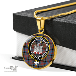 Scottish MacDonald of Clanranald #3 (Donald of Clanranald; #3) Ancient Clan Tartan Circle Necklace - Crest Classic Scottish Plaid Tartan Plaid