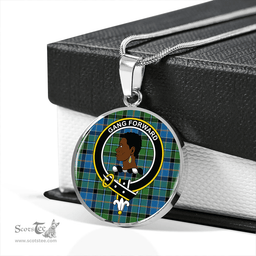 Scottish Stirling Ancient Clan Tartan Circle Necklace - Crest Classic Scottish Plaid Tartan Plaid
