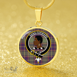 Scottish Stirling University of Tartan Weathered Clan Tartan Circle Necklace - Crest Classic Scottish Plaid Tartan Plaid