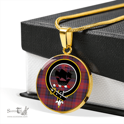 Scottish MacInroy Rattray Weathered Clan Tartan Circle Necklace - Crest Classic Scottish Plaid Tartan Plaid