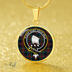 Scottish Tennant Modern Clan Tartan Circle Necklace - Crest Classic Scottish Plaid Tartan Plaid