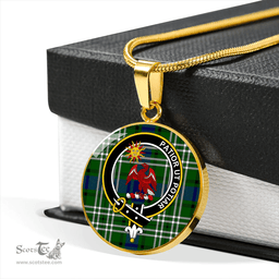 Scottish Spottiswood Clan Tartan Circle Necklace - Crest Classic Scottish Plaid Tartan Plaid