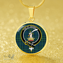Scottish Matheson Hunting Modern Clan Tartan Circle Necklace - Crest Classic Scottish Plaid Tartan Plaid