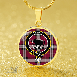Scottish Nisbet Dress Rose (Nisbit Dress Rose) Modern Clan Tartan Circle Necklace - Crest Classic Scottish Plaid Tartan Plaid