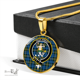 Scottish Murray Ancient Clan Tartan Circle Necklace - Crest Classic Scottish Plaid Tartan Plaid