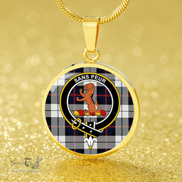 Scottish Sutherland Dress Royal Blue Modern Clan Tartan Circle Necklace - Crest Classic Scottish Plaid Tartan Plaid