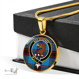 Scottish Wedderburn Clan Tartan Circle Necklace - Crest Classic Scottish Plaid Tartan Plaid