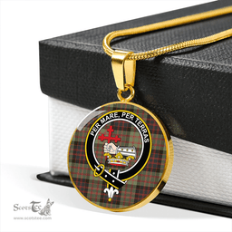 Scottish MacDonald #2 (Donald #2) Weathered Clan Tartan Circle Necklace - Crest Classic Scottish Plaid Tartan Plaid