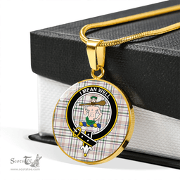 Scottish Shaw Women's Dress Ancient Clan Tartan Circle Necklace - Crest Classic Scottish Plaid Tartan Plaid