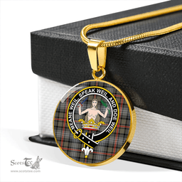 Scottish Urquhart #2 Ancient Clan Tartan Circle Necklace - Crest Classic Scottish Plaid Tartan Plaid