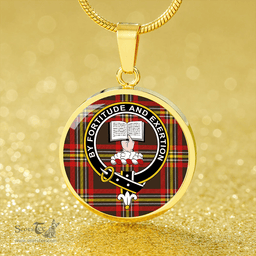 Scottish Reid 1939 Modern Clan Tartan Circle Necklace - Crest Classic Scottish Plaid Tartan Plaid