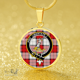 Scottish Wallace Dress (Wallas Dress) Clan Tartan Circle Necklace - Crest Classic Scottish Plaid Tartan Plaid