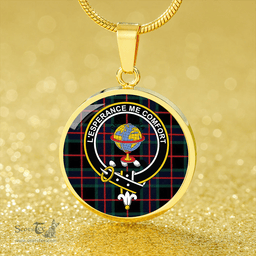 Scottish Nairn Modern Clan Tartan Circle Necklace - Crest Classic Scottish Plaid Tartan Plaid