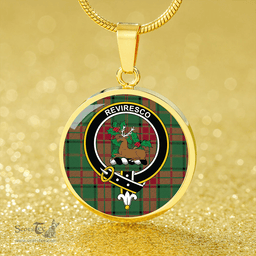 Scottish Maxwell Hunting Modern Clan Tartan Circle Necklace - Crest Classic Scottish Plaid Tartan Plaid