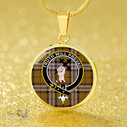 Scottish Thomson Camel #2 (Thompson Camel #2) Modern Clan Tartan Circle Necklace - Crest Classic Scottish Plaid Tartan Plaid