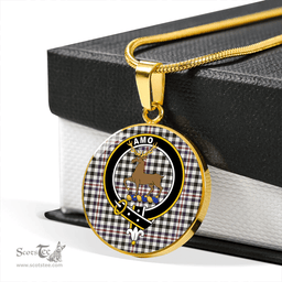 Scottish Scott (Sir Walter) #2 Weathered Clan Tartan Circle Necklace - Crest Classic Scottish Plaid Tartan Plaid