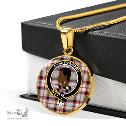 Scottish Stirling and Bannockburn Dress Modern Clan Tartan Circle Necklace - Crest Classic Scottish Plaid Tartan Plaid