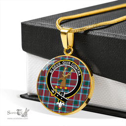 Scottish Spens Modern Clan Tartan Circle Necklace - Crest Classic Scottish Plaid Tartan Plaid