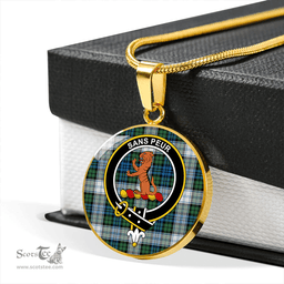 Scottish Sutherland Dress Ancient Clan Tartan Circle Necklace - Crest Classic Scottish Plaid Tartan Plaid