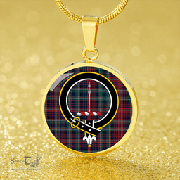 Scottish Rankin Modern Clan Tartan Circle Necklace - Crest Classic Scottish Plaid Tartan Plaid