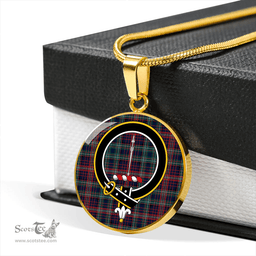Scottish Rankin Modern Clan Tartan Circle Necklace - Crest Classic Scottish Plaid Tartan Plaid