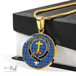 Scottish Mercer Modern Clan Tartan Circle Necklace - Crest Classic Scottish Plaid Tartan Plaid
