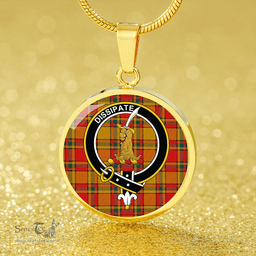 Scottish Scrimgeour of Glassary Modern Clan Tartan Circle Necklace - Crest Classic Scottish Plaid Tartan Plaid