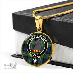 Scottish Tait Modern Clan Tartan Circle Necklace - Crest Classic Scottish Plaid Tartan Plaid