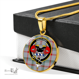 Scottish Miss MacDougal (Personal) (MacLeod Arisaid) Modern Clan Tartan Circle Necklace - Crest Classic Scottish Plaid Tartan Plaid
