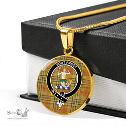 Scottish Murray Mungo Modern Clan Tartan Circle Necklace - Crest Classic Scottish Plaid Tartan Plaid
