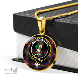 Scottish Watt (Wate) Modern Clan Tartan Circle Necklace - Crest Classic Scottish Plaid Tartan Plaid