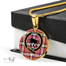 Scottish Nisbet Dress Rose (Nisbit Dress Rose) Ancient Clan Tartan Circle Necklace - Crest Classic Scottish Plaid Tartan Plaid