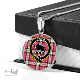 Scottish Nisbet Dress Rose (Nisbit Dress Rose) Ancient Clan Tartan Circle Necklace - Crest Classic Scottish Plaid Tartan Plaid