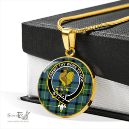 Scottish Sinclair of Ulster Ancient Clan Tartan Circle Necklace - Crest Classic Scottish Plaid Tartan Plaid