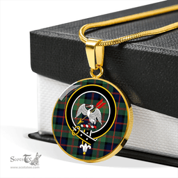 Scottish Gammell 1978 Modern Clan Tartan Circle Necklace - Crest Classic Scottish Plaid Tartan Plaid