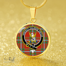 Scottish Stewart of Fingask #2 Ancient Clan Tartan Circle Necklace - Crest Classic Scottish Plaid Tartan Plaid