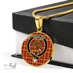 Scottish Munro Culloden Ancient Clan Tartan Circle Necklace - Crest Classic Scottish Plaid Tartan Plaid