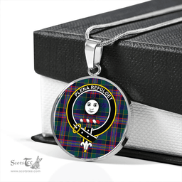 Scottish Pitcairn Hunting Modern Clan Tartan Circle Necklace - Crest Classic Scottish Plaid Tartan Plaid