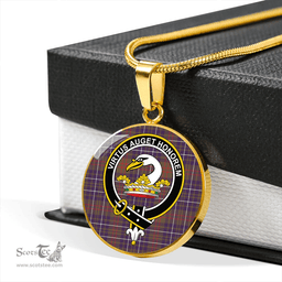 Scottish Edmonstone Weathered Clan Tartan Circle Necklace - Crest Classic Scottish Plaid Tartan Plaid