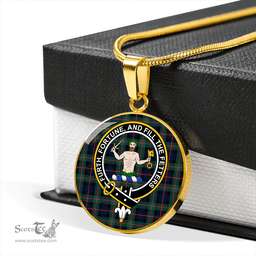 Scottish Murray of Atholl variation (Murray of Atholl; variation) Modern Clan Tartan Circle Necklace - Crest Classic Scottish Plaid Tartan Plaid