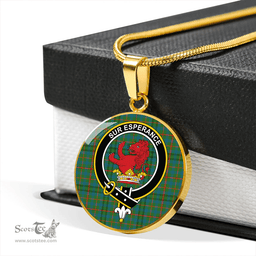 Scottish Moncrieffe of Atholl Ancient Clan Tartan Circle Necklace - Crest Classic Scottish Plaid Tartan Plaid