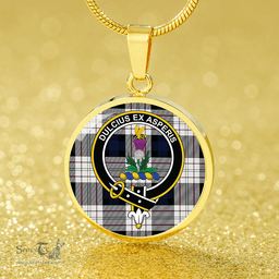Scottish Ferguson Dress Clan Tartan Circle Necklace - Crest Classic Scottish Plaid Tartan Plaid
