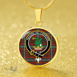 Scottish Seton Hunting Modern Clan Tartan Circle Necklace - Crest Classic Scottish Plaid Tartan Plaid